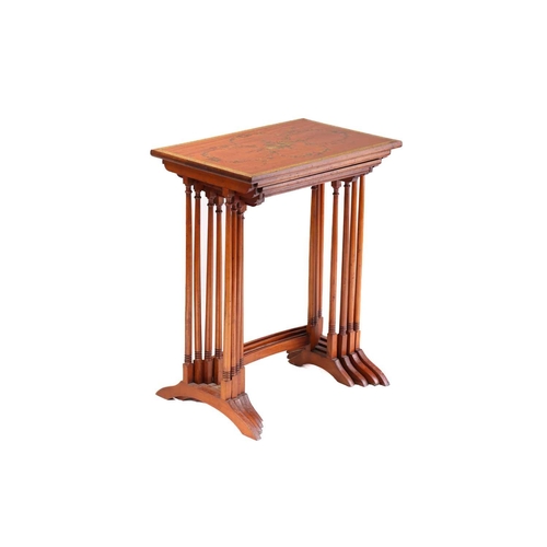 308 - A George III style quartetto of figured satinwood intersliding occasional tables, late 19th/early 20... 