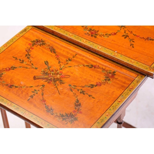 308 - A George III style quartetto of figured satinwood intersliding occasional tables, late 19th/early 20... 