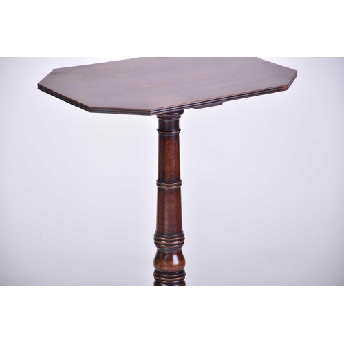 314 - A late 18th century Sheraton style mahogany urn table with canted rectangular top over a slender col... 