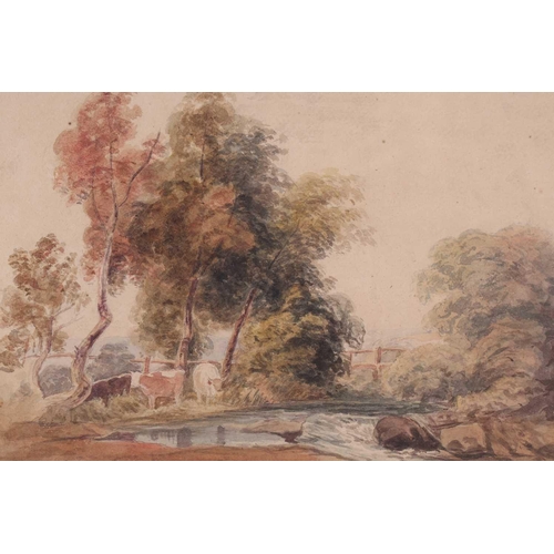 32 - Peter de Wint (1784-1849) British, ‘The Watering Place’, watercolour, 26 cm x 35 cm framed and glaze... 