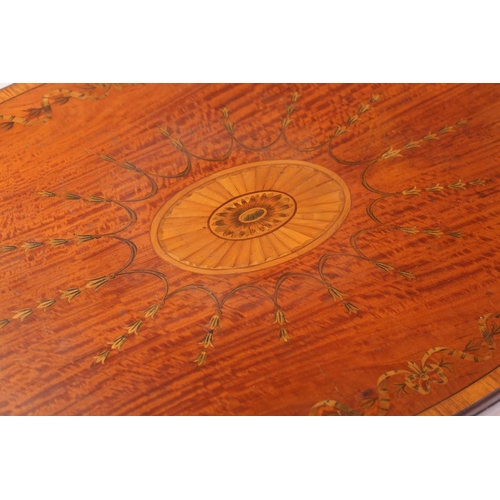 325 - A Sheraton style figured satinwood oval centre table, early 20th century, the crossbanded top inlaid... 