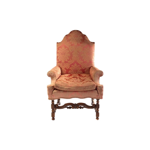 326 - A late 17thcentury style scroll arm fireside armchair, early 20th century, with 