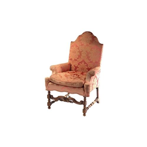 326 - A late 17thcentury style scroll arm fireside armchair, early 20th century, with 