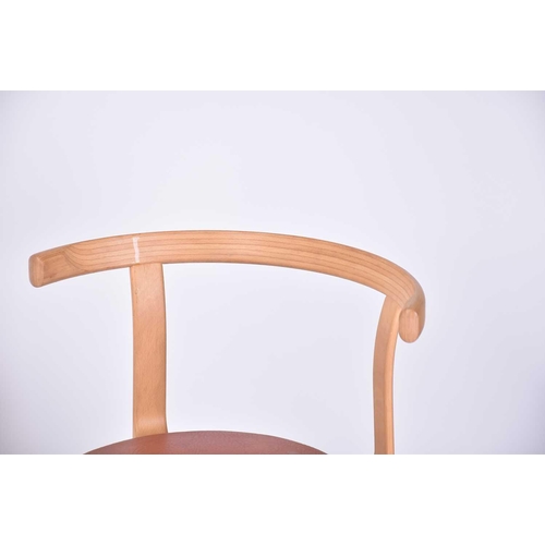 330 - Thygesen & Sorensen for Magnus Olesen, a set of six stackable beechwood dining chairs. 41 cm wide x ... 