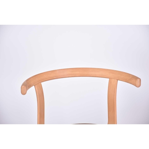 330 - Thygesen & Sorensen for Magnus Olesen, a set of six stackable beechwood dining chairs. 41 cm wide x ... 