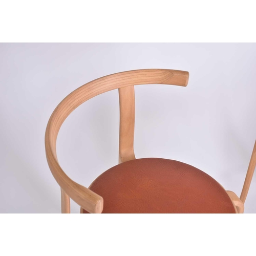 330 - Thygesen & Sorensen for Magnus Olesen, a set of six stackable beechwood dining chairs. 41 cm wide x ... 