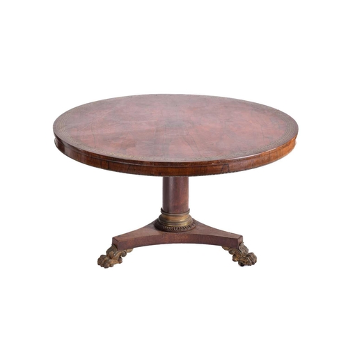 333 - An early 19th century figured rosewood breakfast table, the top with a running band of stylized anth... 