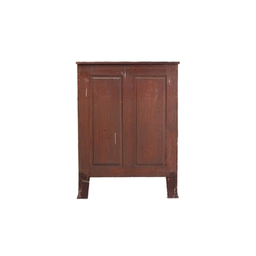 340 - A George III style painted satinwood and figured rosewood bowfront two-door cupboard, early 20th cen... 