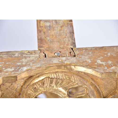 346 - An 18th-century marble topped carved wood and gilt gesso console table with shaped cabriole supports... 