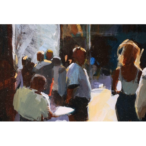 37 - † David Farrant (b.1938), 'Plaza Mayor', 2001, oil on panel, signed to lower left corner, signed and... 