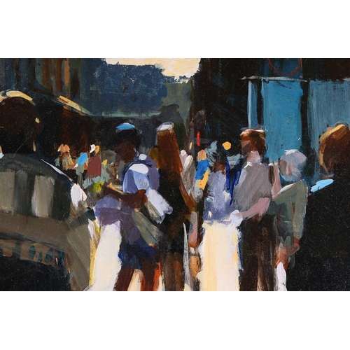 37 - † David Farrant (b.1938), 'Plaza Mayor', 2001, oil on panel, signed to lower left corner, signed and... 