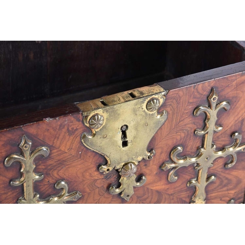 372 - A Louis XIV kingwood and ormolu coffre forte, with fleur de lis strapwork mounts, the interior vacan... 