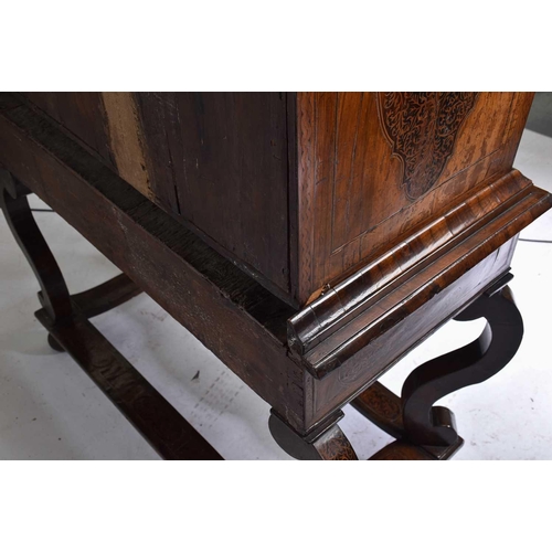 378 - A William & Mary 'Seaweed' marquetry and walnut escritoire on stand with shaped bolection drawer, th... 