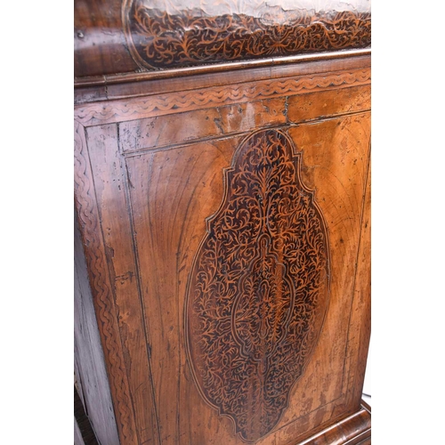 378 - A William & Mary 'Seaweed' marquetry and walnut escritoire on stand with shaped bolection drawer, th... 