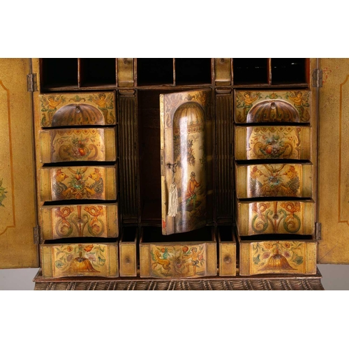 379 - A 17th-century style stump worked cabinet on gilt stand, early 20th century probably Italian, Each d... 