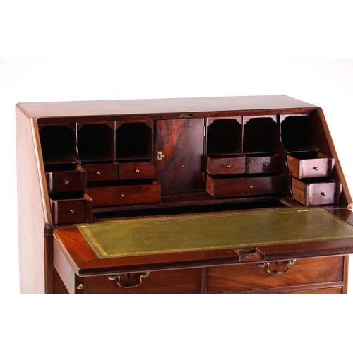 389 - A George II/III possibly colonial solid mahogany fall front writing bureau with fitted interior and ... 