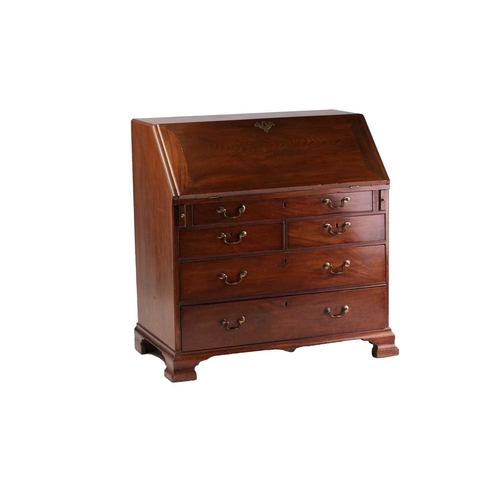 389 - A George II/III possibly colonial solid mahogany fall front writing bureau with fitted interior and ... 