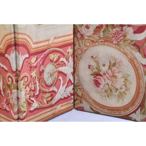 394 - A Victorian Aubusson tapestry covered a four-fold boudoir screen, The tapestry panel with neo-classi... 