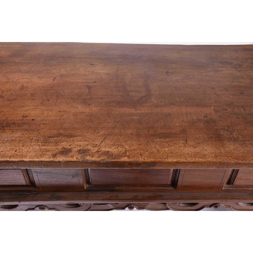 397 - A 17th-century Dutch-style walnut and oak rectangular centre table, probably 19th century (Spanish?)... 