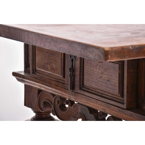 397 - A 17th-century Dutch-style walnut and oak rectangular centre table, probably 19th century (Spanish?)... 