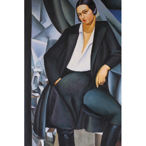 40 - Follower of Temara De Lemicka (1898-1980), a copy of 'La Duchesse de la Salle', oil on canvas, 90 cm... 