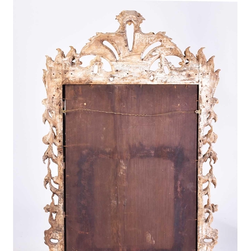 416 - A good 18th-century carved wood and gilt gesso rectangular rococo wall mirror with overarching leafy... 