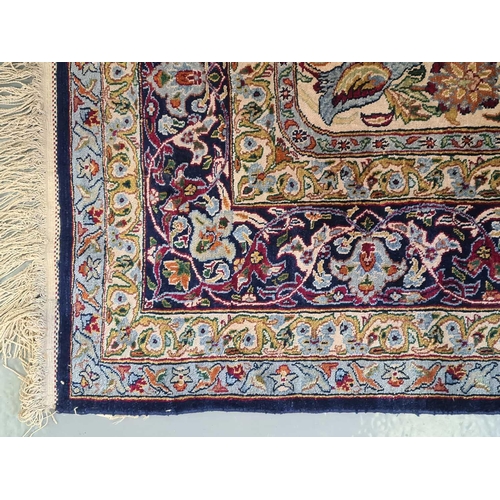 419 - A pair of ivory ground silk on silk Isfahan 