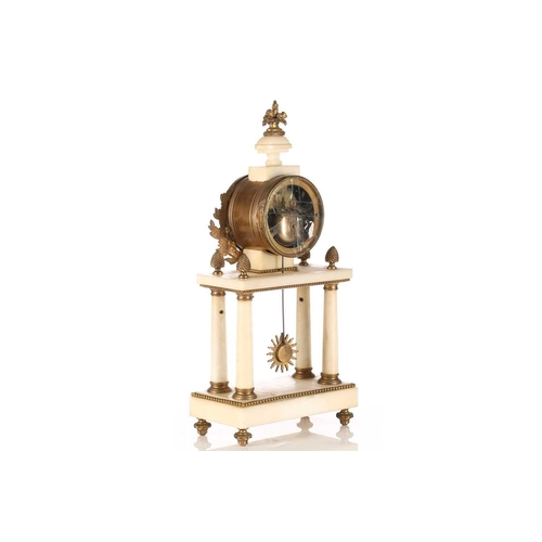 424 - An early 20th-century white marble and gilt metal portico type clock by Ferdinand Berthoud of Paris,... 