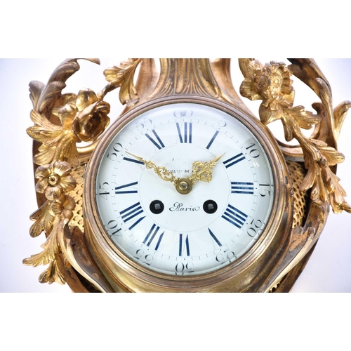 427 - A French gilt bronze cartel clock, late 19th century, the movement by Samuel Marti & Co, chiming on ... 