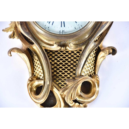 427 - A French gilt bronze cartel clock, late 19th century, the movement by Samuel Marti & Co, chiming on ... 