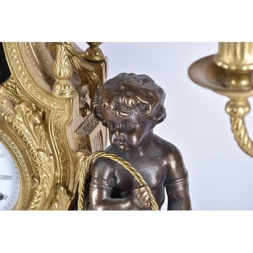 432 - A 20th Century Louis XVI style clock garniture set by the Imperial clock company of Italy, the set c... 