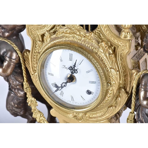 432 - A 20th Century Louis XVI style clock garniture set by the Imperial clock company of Italy, the set c... 