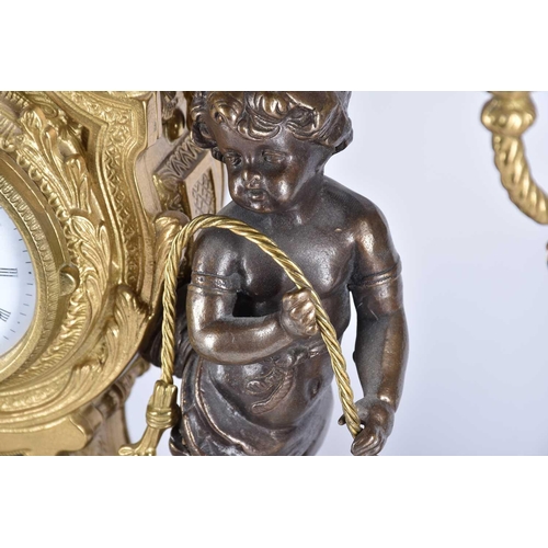 432 - A 20th Century Louis XVI style clock garniture set by the Imperial clock company of Italy, the set c... 