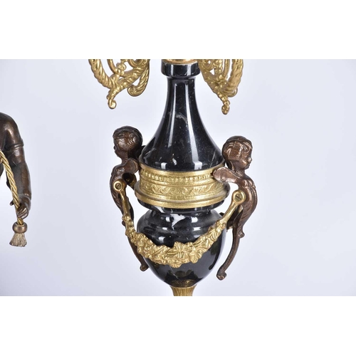 432 - A 20th Century Louis XVI style clock garniture set by the Imperial clock company of Italy, the set c... 