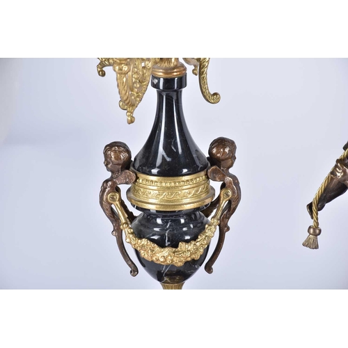 432 - A 20th Century Louis XVI style clock garniture set by the Imperial clock company of Italy, the set c... 