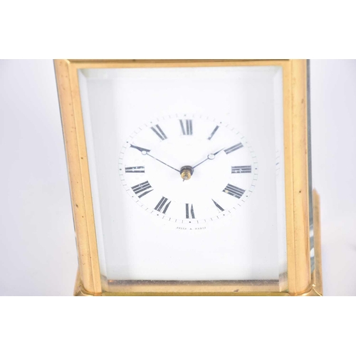 434 - A Jules of Paris one-piece gorge cased repeating carriage clock, late 19th century, with simple whit... 