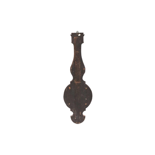 442 - A 19th century French banjo barometer, by Michel Caen, Opticien a Versaille, with rosewood marquetry... 