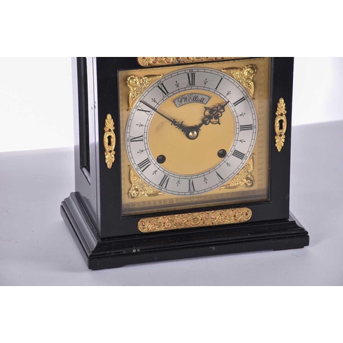 443 - An F W Elliott Golden Jubilee bracket clock, the ebonised case with gilt metal mounts, chiming on th... 