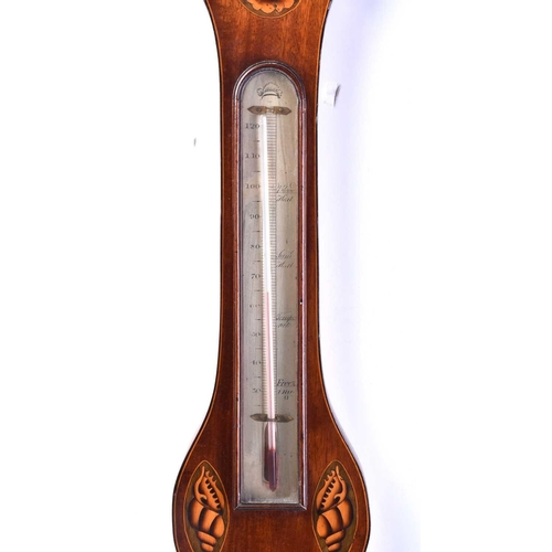 444 - An early 19th century, Catti & Co of London mercurial barometer, thermometer, the mahogany case with... 