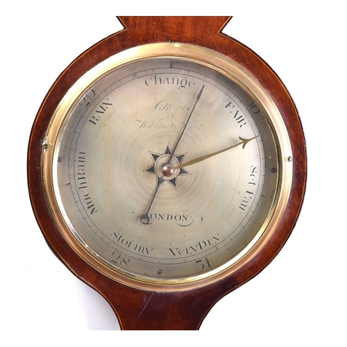 444 - An early 19th century, Catti & Co of London mercurial barometer, thermometer, the mahogany case with... 