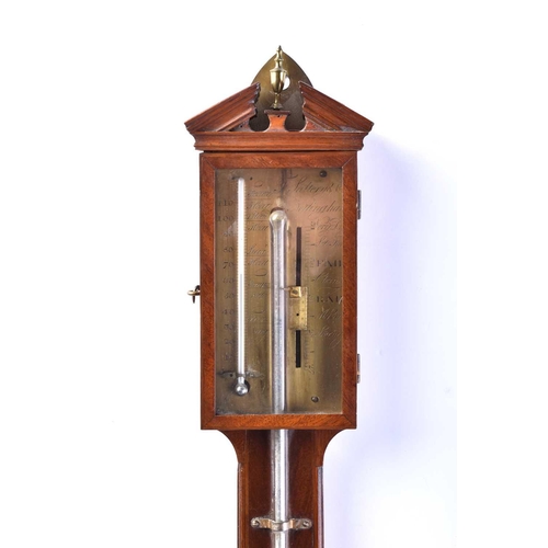 448 - An early 19th century F. Saltery (Salteri) & Co of Nottingham mercurial stick barometer, thermometer... 