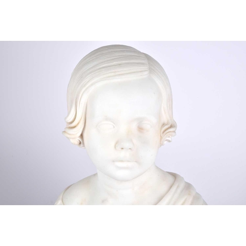 451 - Sir John Robert Steell (Scottish, 1804 - 1891), white marble portrait bust of a young boy, signed ve... 