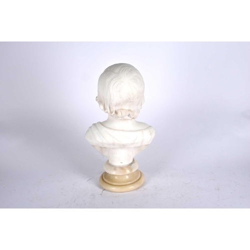 451 - Sir John Robert Steell (Scottish, 1804 - 1891), white marble portrait bust of a young boy, signed ve... 