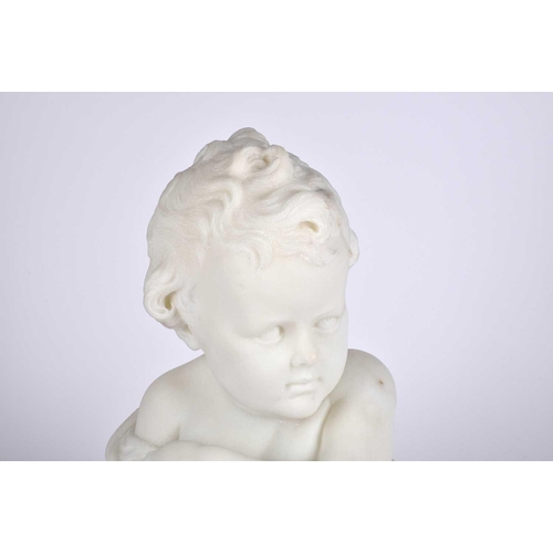 454 - 19th century Italian school, a carved white alabaster bust of a child, the left arm across the breas... 