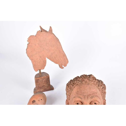 457 - Leonardo Pezaro (19th- 20th century), a terracotta profile bust of a horse, early 20th century, on f... 