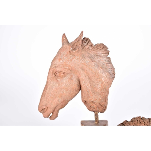 457 - Leonardo Pezaro (19th- 20th century), a terracotta profile bust of a horse, early 20th century, on f... 