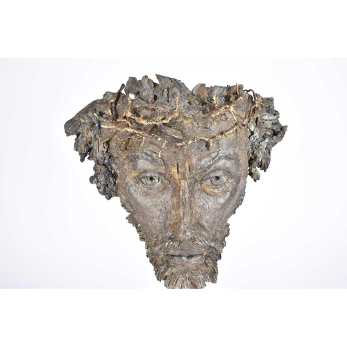 459 - Leonardo Pezaro (19th - 20th century), a wax face mask of Christ, early 20th century, with gilded cr... 