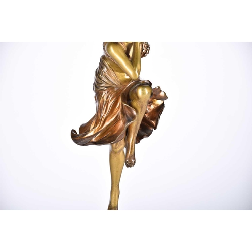 463 - Claire Jeanne Roberte Colinet (1880 - 1950) 'Hindu Dancer', patinated bronze figure, circa 1930, sig... 