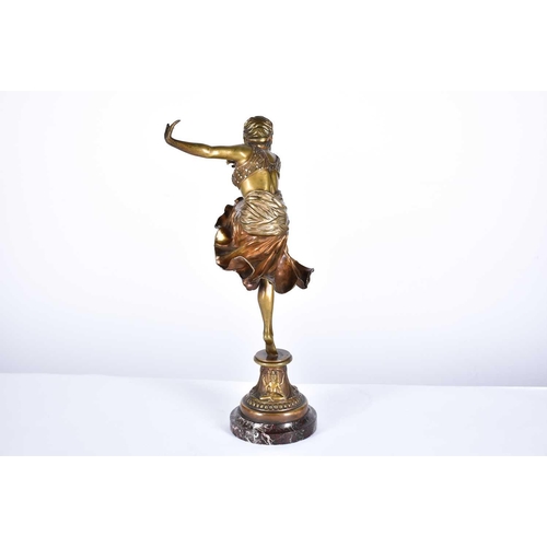 463 - Claire Jeanne Roberte Colinet (1880 - 1950) 'Hindu Dancer', patinated bronze figure, circa 1930, sig... 