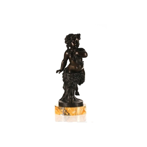 472 - After Clodion ( Claude Michel 1738-1814), a pair of patinated bronze figures of young Nymph and Saty... 